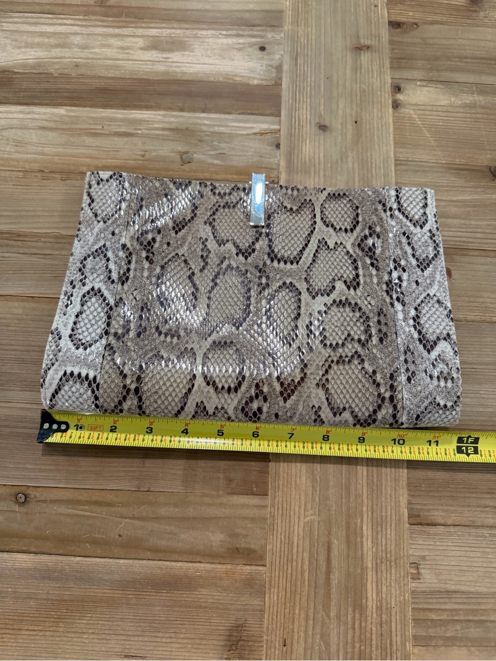The Limited Beige Snake-Print Clutch - Picture 12 of 15